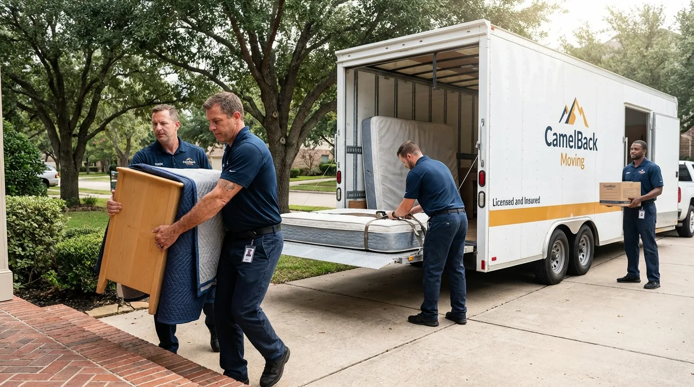 Crew loading residential truck for cross-state move from Vermilion, OH
