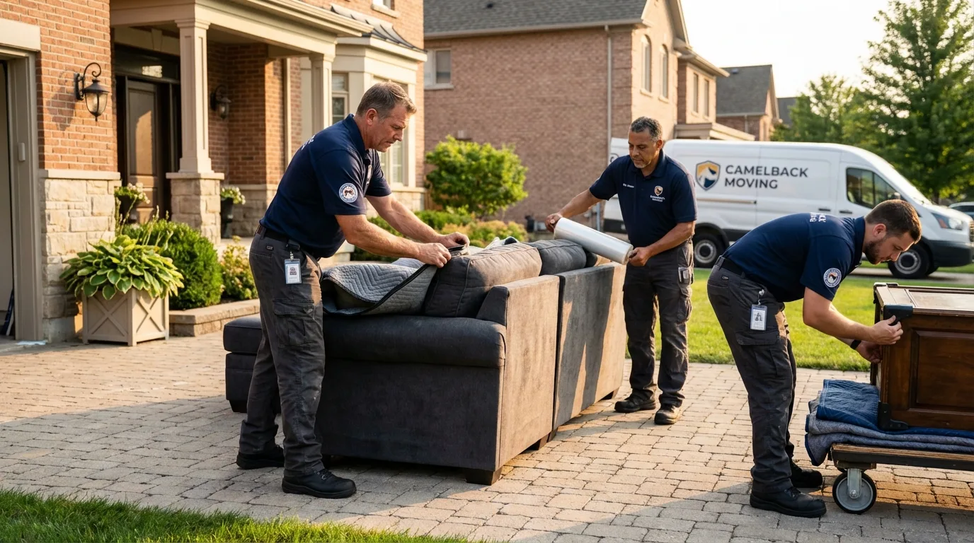 Large estate moving crew wrapping furniture in Vermilion, OH