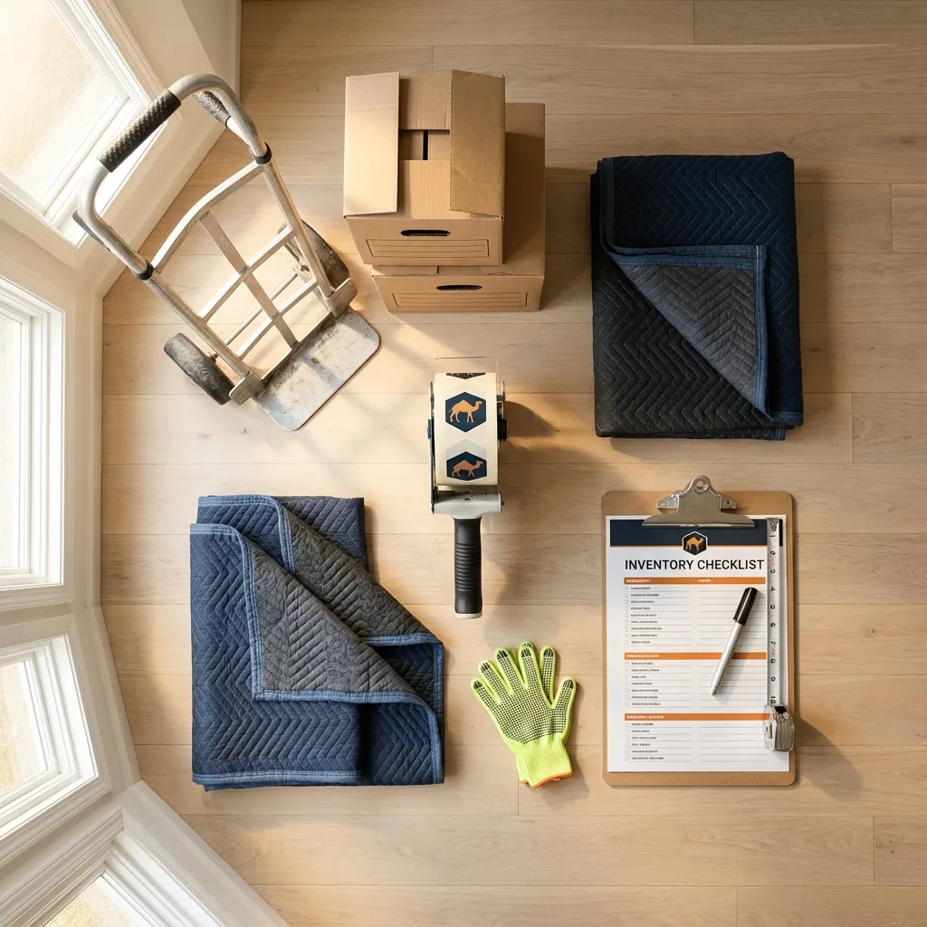 Professional moving supplies and packing materials layout for Vermilion residential relocations